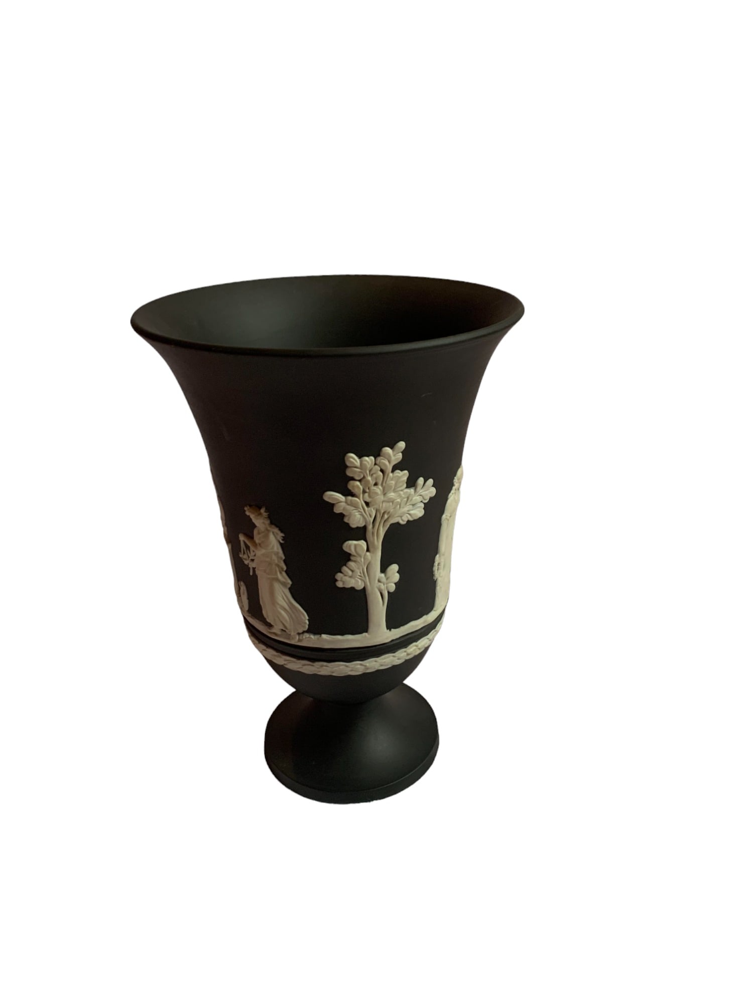 Wedgwood Black Basalt Pedestaled Goblet: Wedgwood Black Basalt Pedestaled Goblet. Size: 8 in height, 3 in diameter. SHIPS FROM NEW ENGLAND.