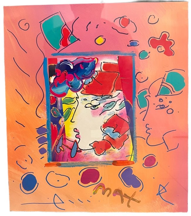 Peter Max "Looking to the Left Collage, 3" - Mixed Media on Wove Paper with COA (1 of 5)