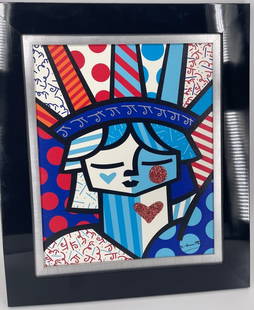 Romero Britto "Freedom" - Digital Print on Canvas With COA Edition 8/1000.: Romero Britto "Freedom" - Digital Print on Canvas With COA Edition 8/1000. Size 20" x 16". Year 2019. With COA. Romero Britto is a Brazilian artist, painter, serigrapher, and sculptor. He combines