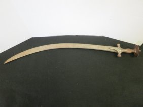 ANTIQUE PERSIAN SHAMSHIR TULWAR WOOTZ BLADE SWORD: ANTIQUE PERSIAN SHAMSHIR TULWAR WOOTZ BLADE SWORD * ANTIQUE PERSIAN SHAMSHIR TULWAR WOOTZ BLADE/SWORD * SWORD MEAUSERS 34", BLADE 27'' THIS IS A WOOTZ BLADE WITH BLACK NATURAL SPOTS.A LITTLE SURFACE R