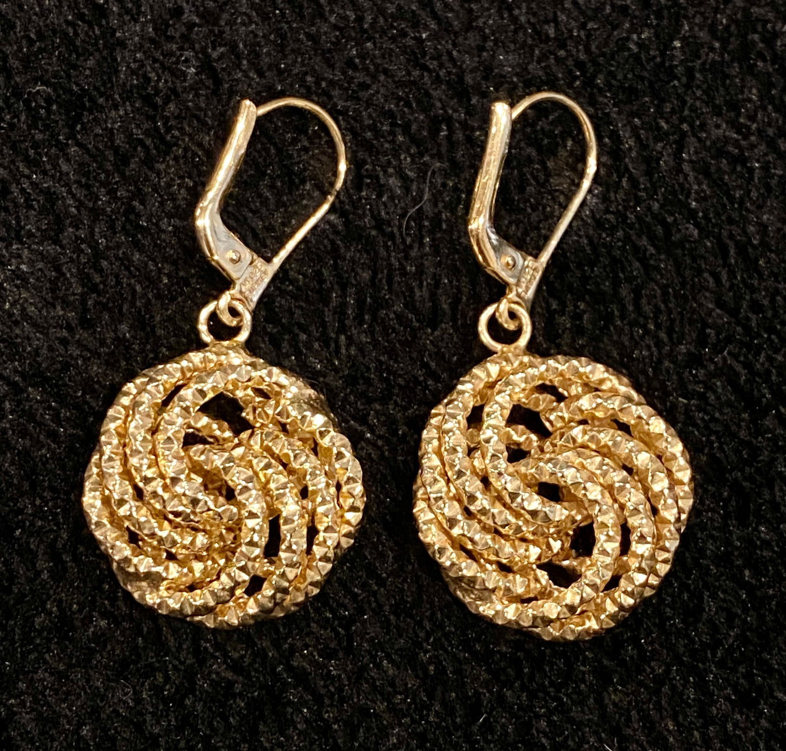 18K Yellow Gold tone Over Sterling Silver Diamond-Cut Rosetta Link Dangle Earrings (1 of 1)