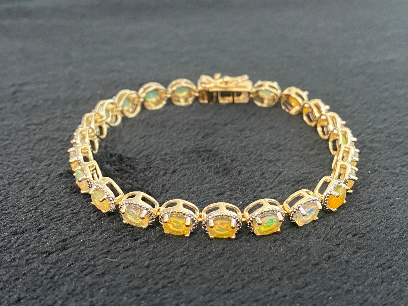 Multicolor Ethiopian Opal 18k Yellow Gold Over Sterling Silver Bracelet 4.05ctw (1 of 3)