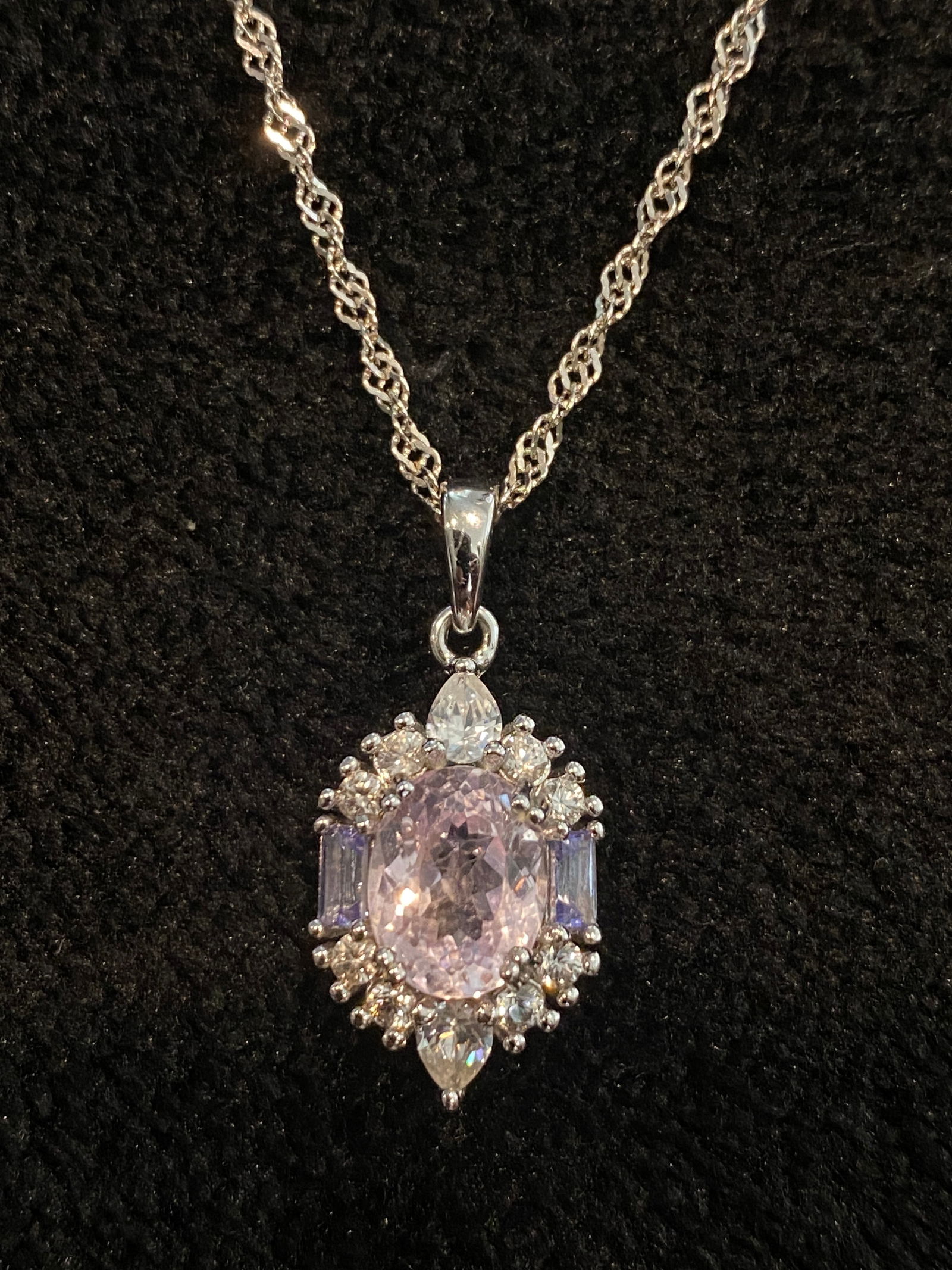 Pink Kunzite Rhodium Over Sterling Silver Pendant With Chain 3.16ctw (1 of 3)