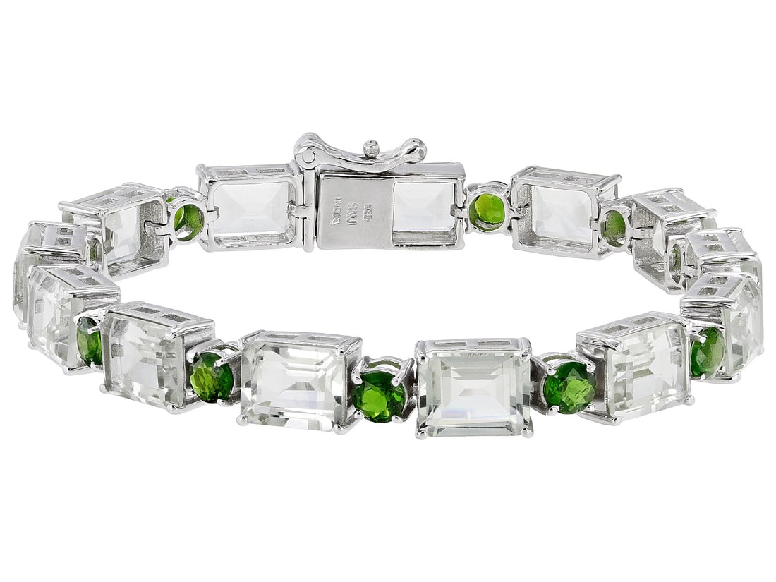 Green Prasiolite Rhodium Over Sterling Silver Bracelet 32.63ctw (1 of 4)