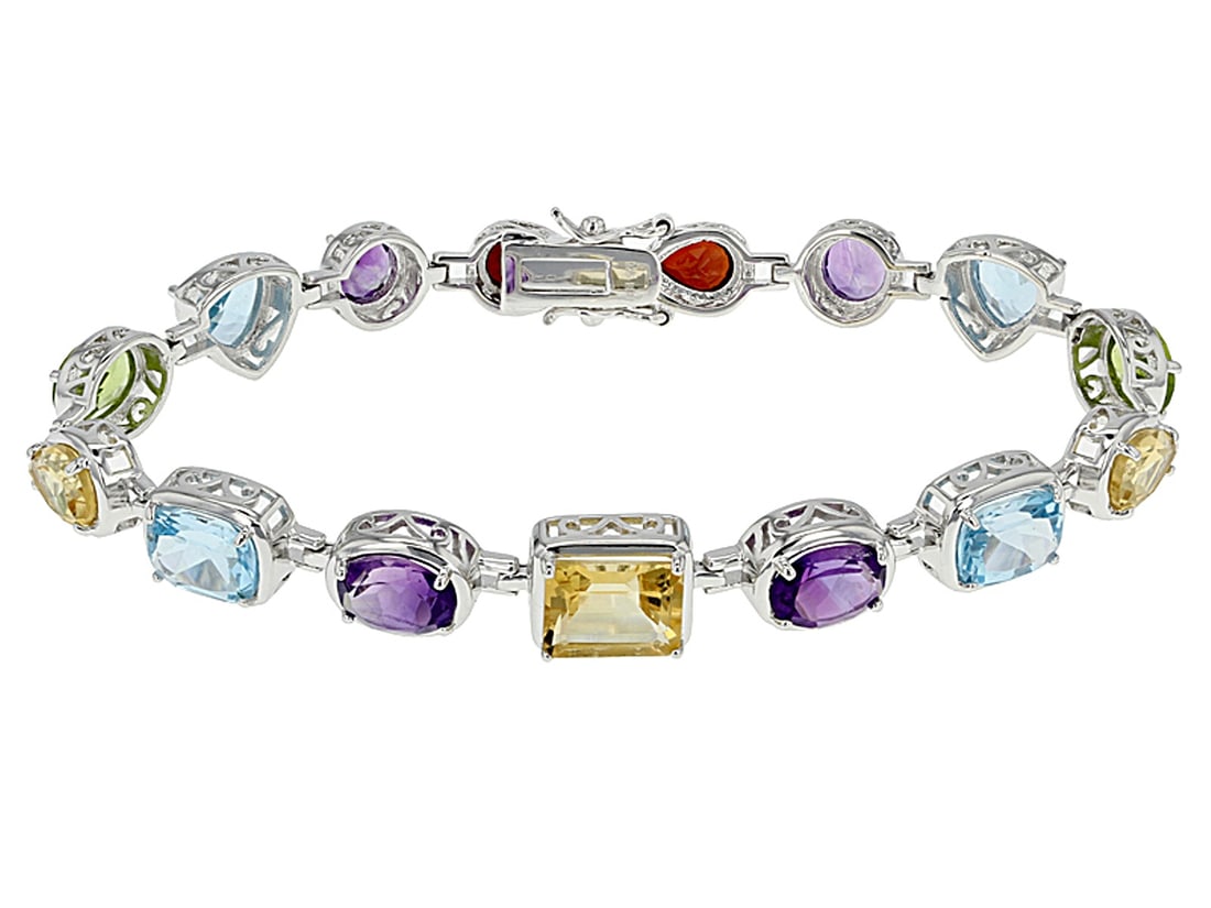 Multi-gemstones 18k yellow gold over sterling silver bracelet 17.86ctw. (1 of 4)