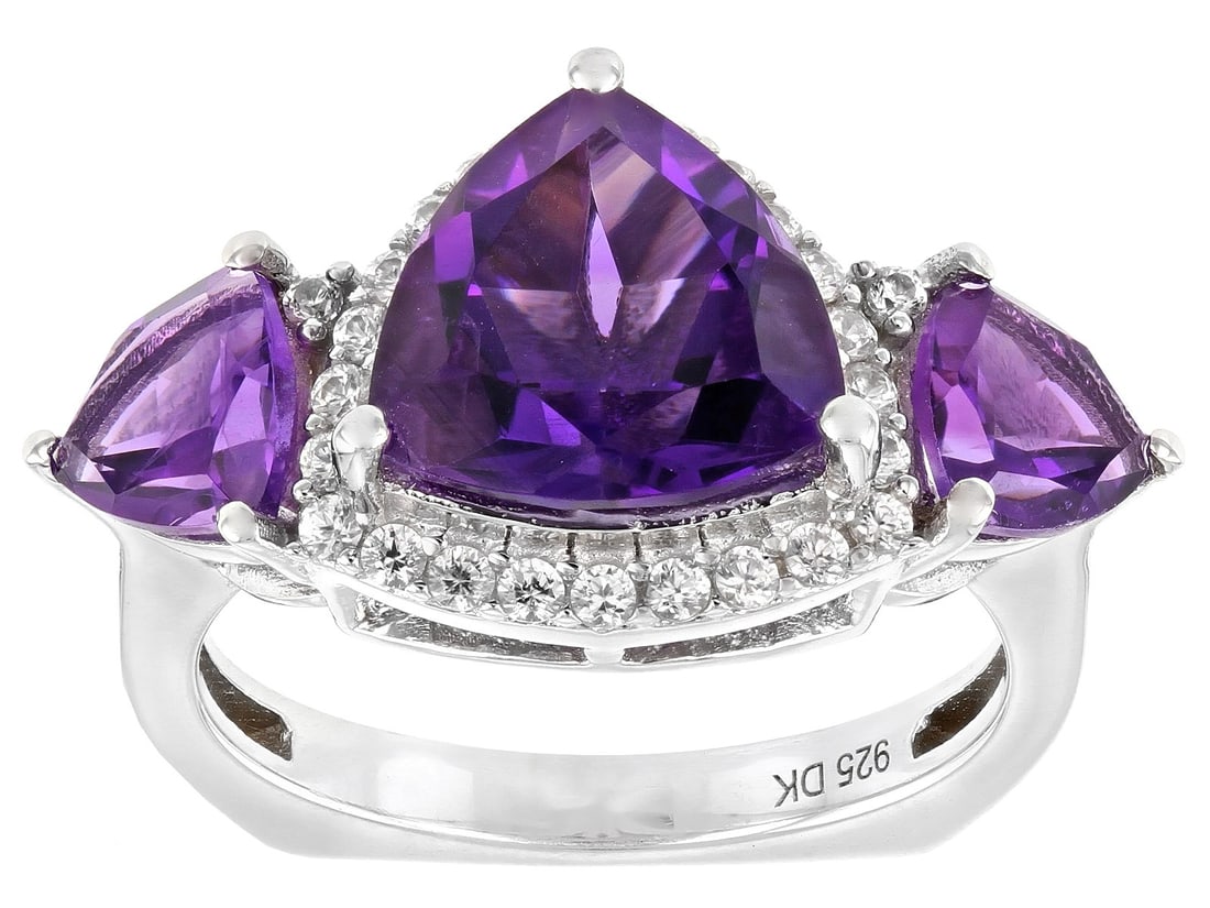 Purple Amethyst Rhodium Over Sterling Silver Ring 3.87ctw (1 of 4)