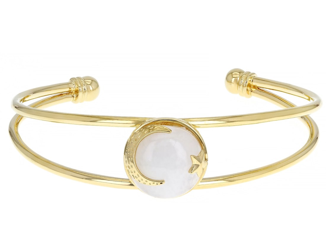 Rainbow Moonstone 18K Yellow Gold Over Sterling Silver Moon & Star Bracelet. (1 of 3)