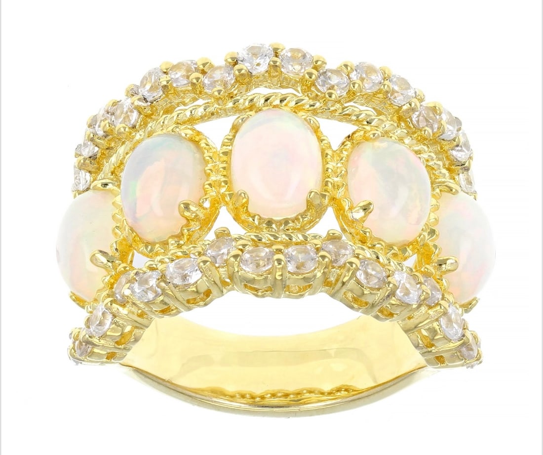 Multicolor Ethiopian Opal 18K Yellow Gold Over Silver Ring 3.49ctw (1 of 4)