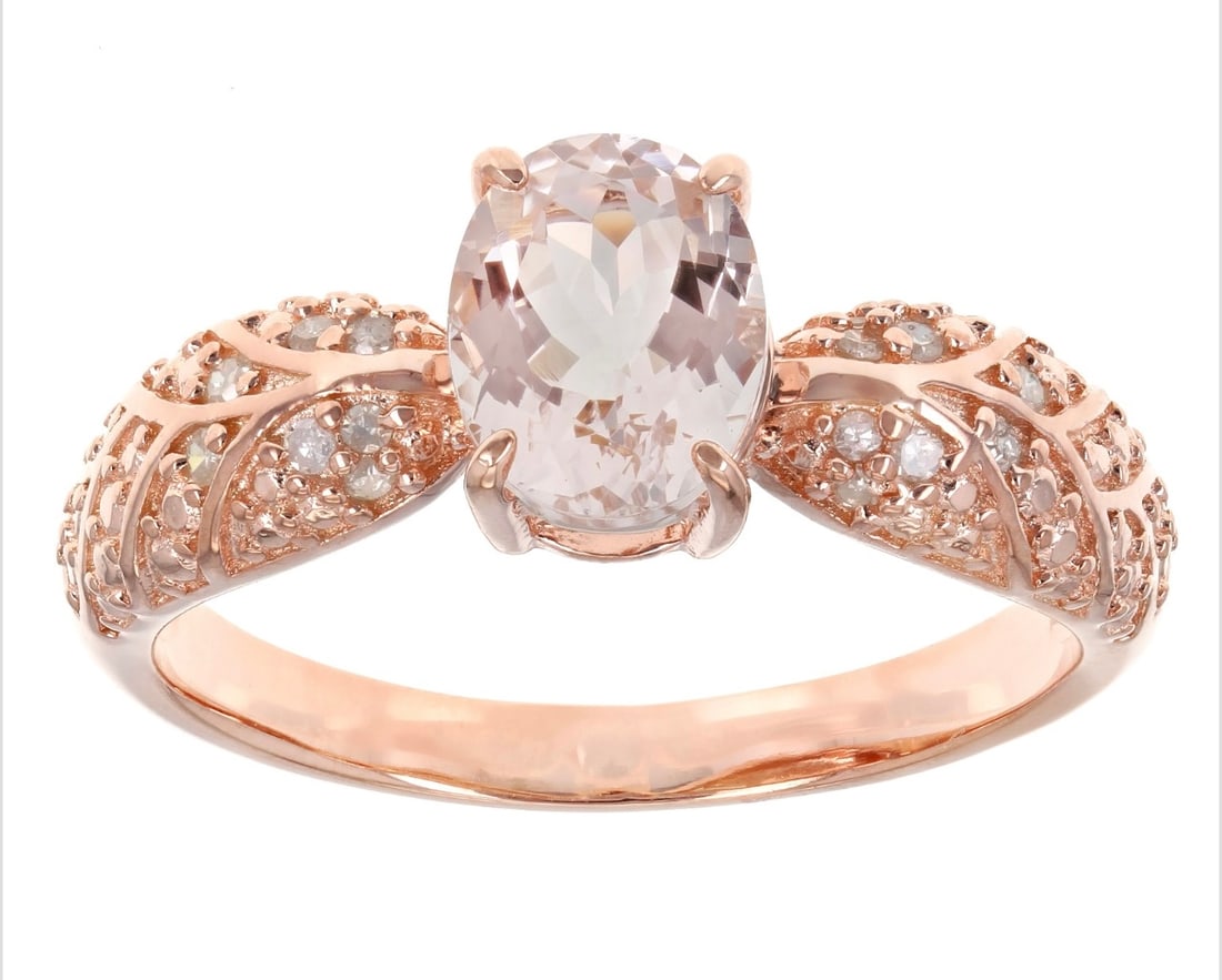 Peach Morganite 18k Rose Gold Over Sterling Silver Ring 1.03ctw (1 of 4)