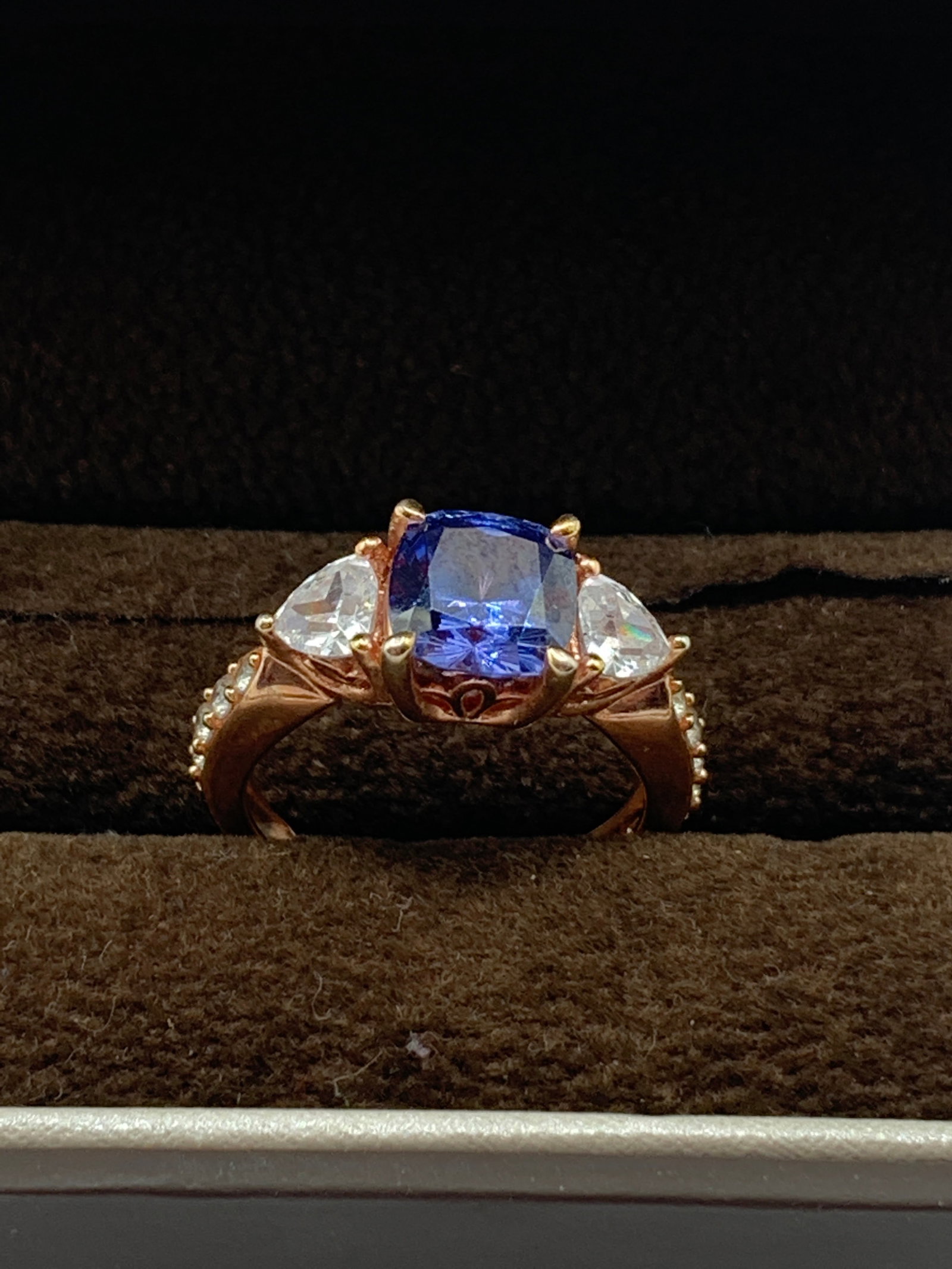 Blue Tanzanite Cubic Zirconia Gold Over 925 Sterling Silver: Blue Tanzanite Cubic Zirconia Gold Over 925 Sterling Silver