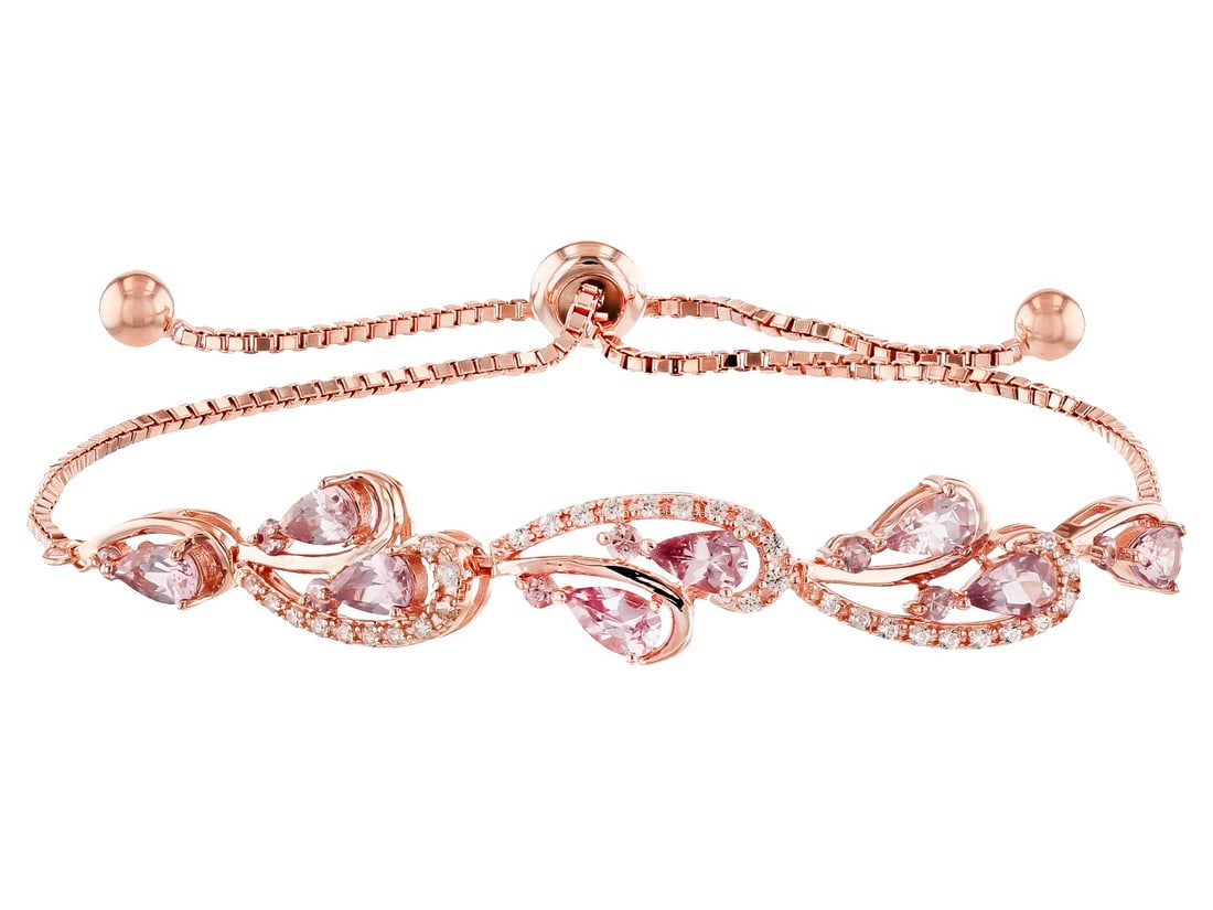 Pink color shift garnet 18k rose gold over sterling silver bracelet 2.26ctw (1 of 3)