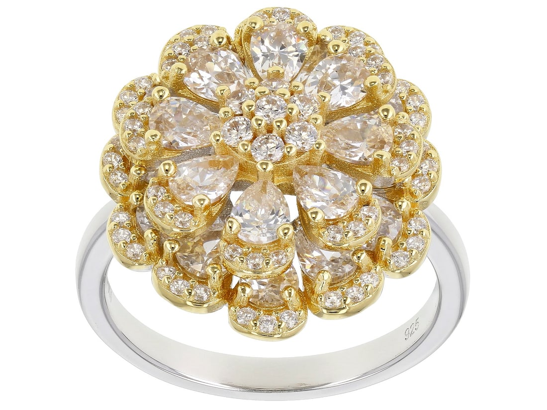 White Cubic Zirconia Rhodium And 18K Yellow Gold Over Sterling Silver Ring 5.82ctw (1 of 4)