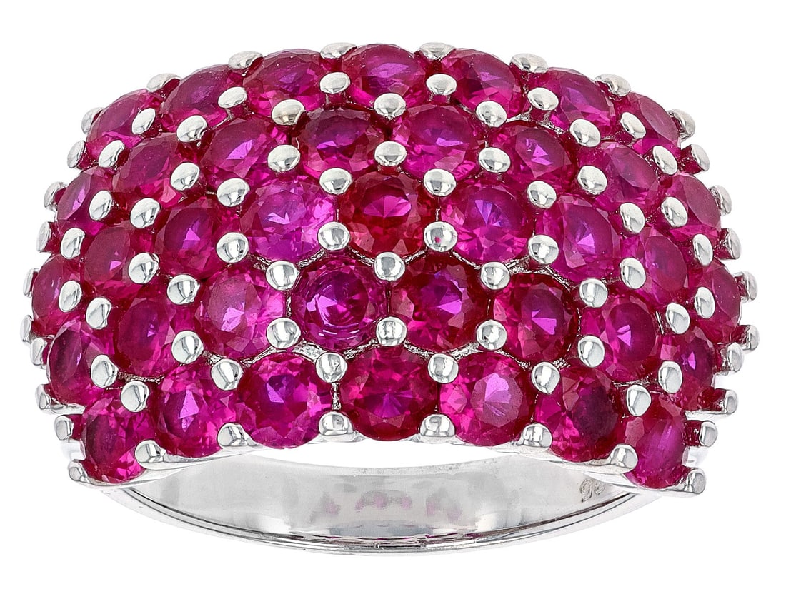 Red Lab Created Ruby Rhodium Over Sterling Silver Ring 3.50ctw (1 of 4)