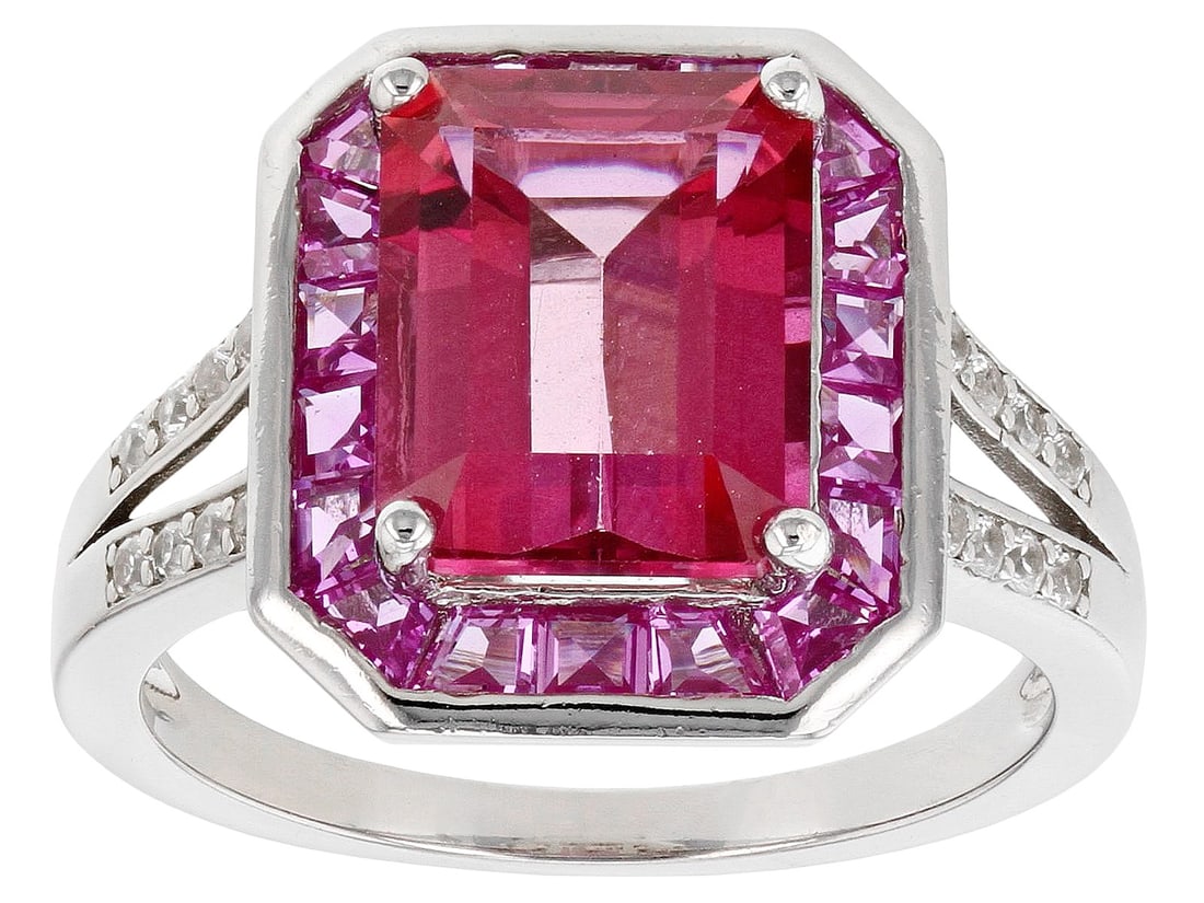 Pink Topaz Rhodium Over Sterling Silver Ring 4.61ctw (1 of 4)