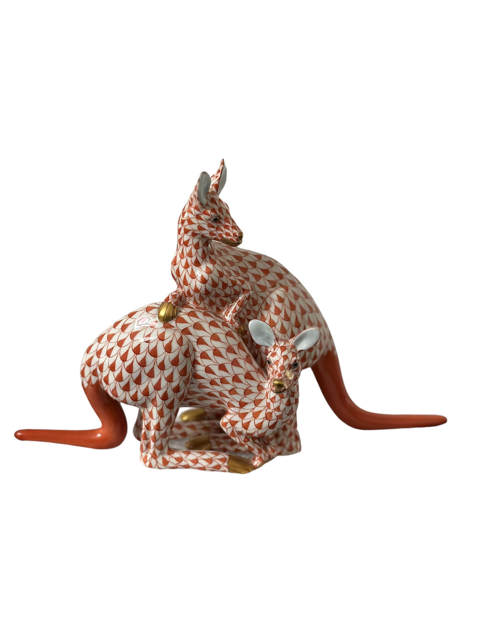 Herend Hungary Kangaroos Orange  - Handpainted Porcelain Signed 15318 (1 of 5)