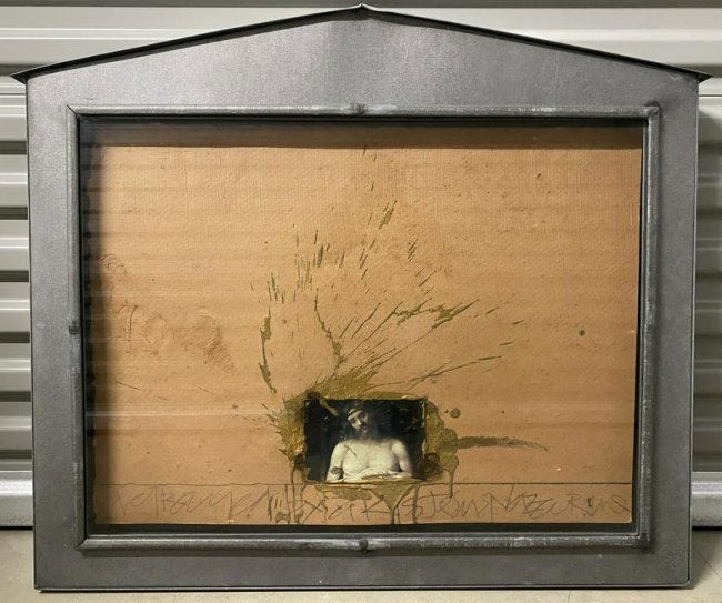 Michael Tracy "Betrayed By A Kiss I" Contemporary Iconography Art: Michael Tracy (1943-) is a major figure in American Postwar & Contemporary art, particularly in Texas. His paintings straddle the line between complete abstraction and figuration. It depicts a reenact