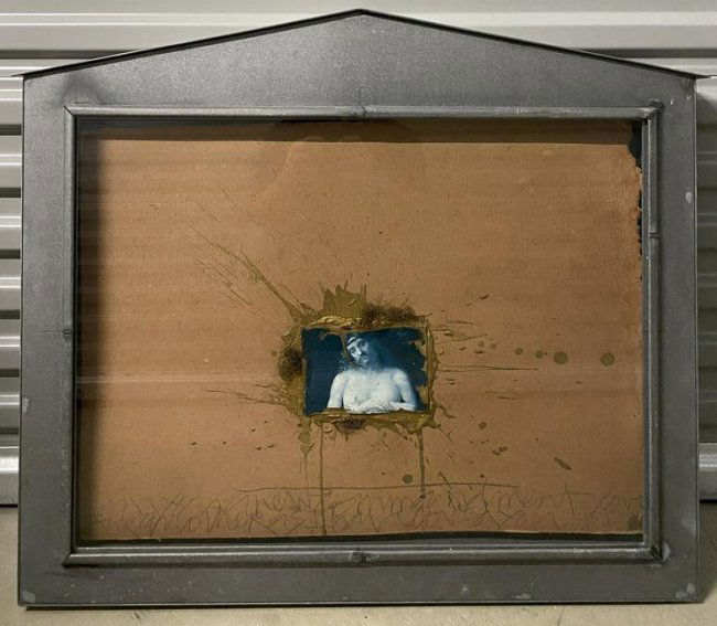 Michael Tracy "Betrayed By A Kiss II" Contemporary Iconography Art: Michael Tracy (1943-) is a major figure in American Postwar & Contemporary art, particularly in Texas. His paintings straddle the line between complete abstraction and figuration. It depicts a reenact