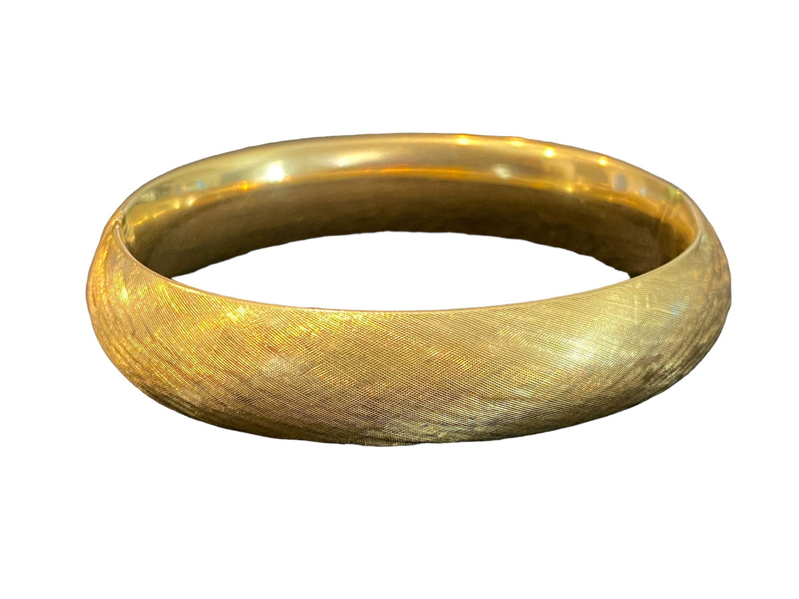 14 Karat Gold 13.53 mm Wide Hinged Bangle Bracelet with Florentine Finish (1 of 3)