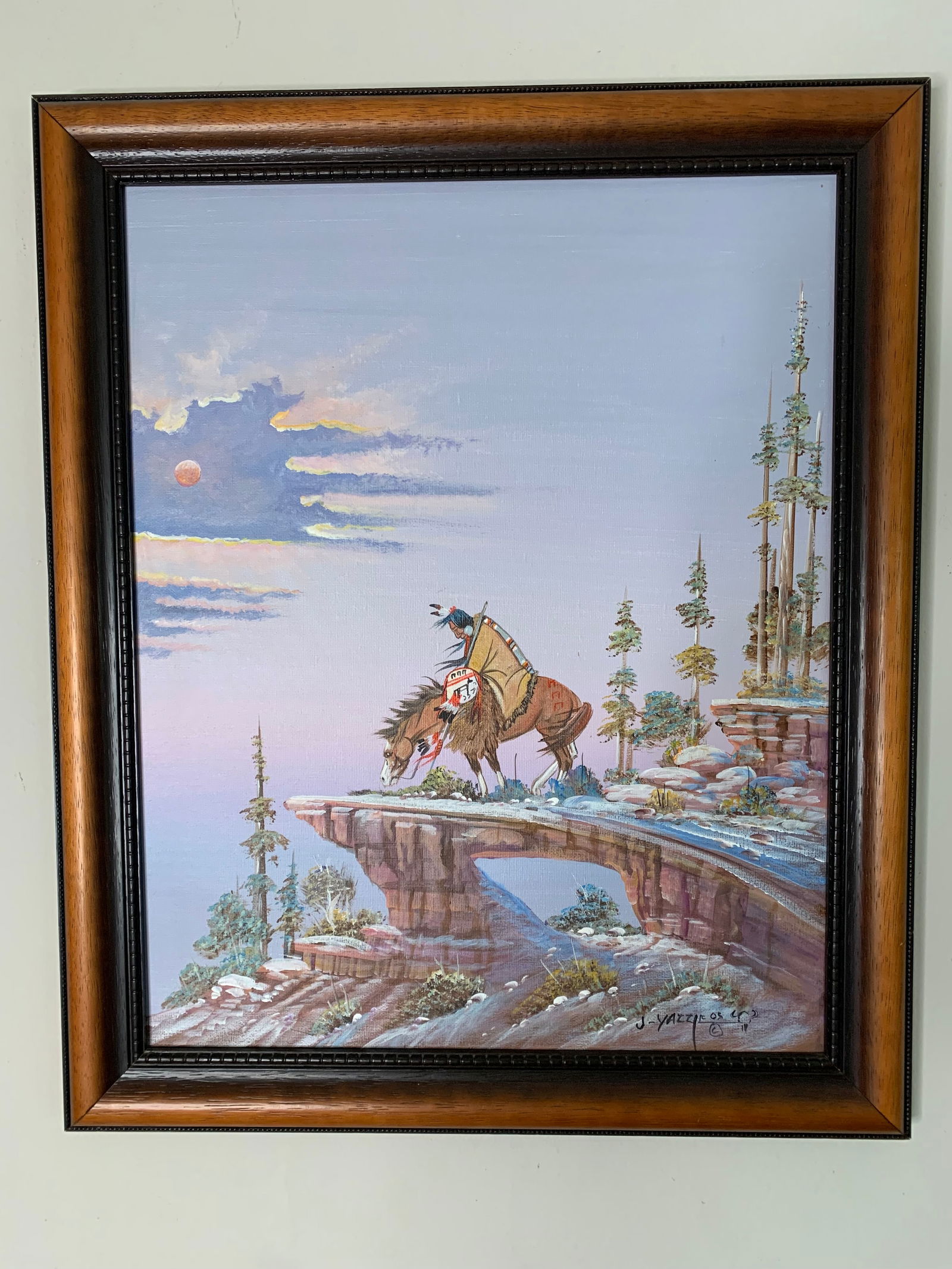 Signed Navajo Indian Painting by Johnny Yazzie - End of Trail (1 of 5)