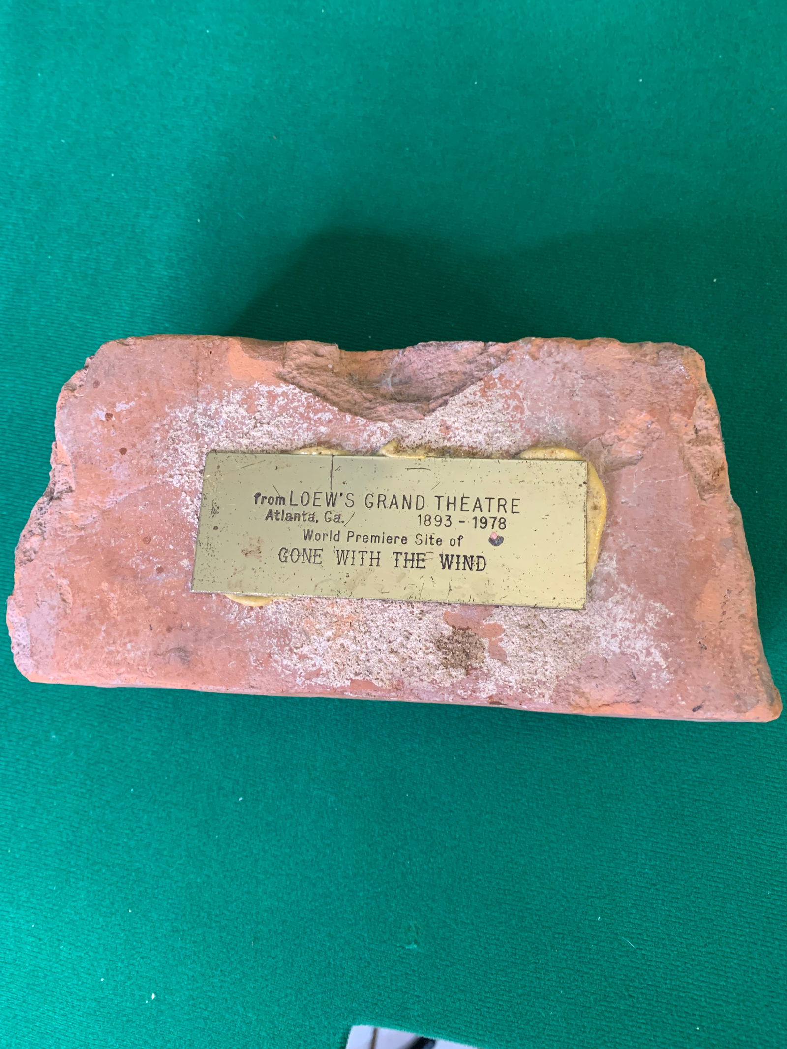 Brick from World Premier Site of "Gone With the Wind" - Lowe's Theatre (1 of 3)