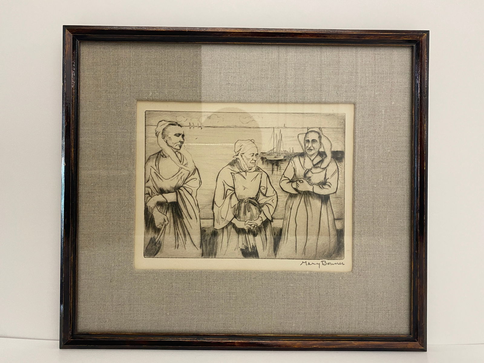 Mary Bonner Print Featuring 3 Women at  a Pier / Dock Area (1 of 4)