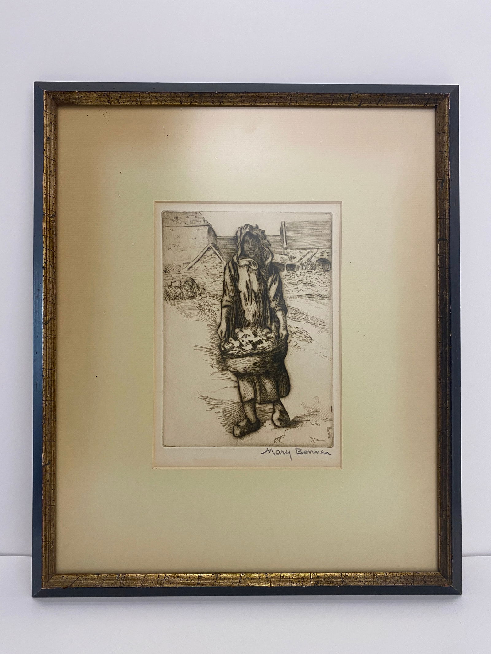 Mary Bonner Print Featuring a Woman Carrying a Basket (1 of 4)
