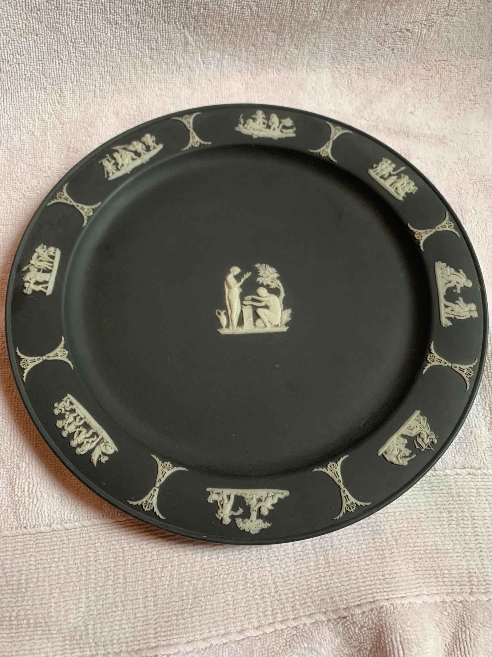 Wedgwood Black Basalt Plate with White Back (1 of 3)