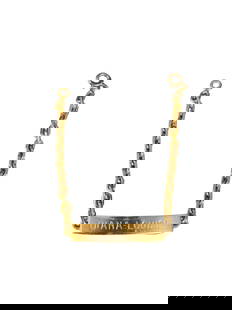 14K Gold Boucheron Name Bracelet 'Diana Louise': Gold bracelet featuring the engraved name 'Diana Louise' and on the inside the date 12-5-73. Boucheron was established in 1858 in France and acknowledged as one of the forerunners of Art Nouveau. L: