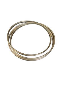 Sterling Silver Triple Bangle Bracelet: Three interconnected circular sterling silver bangles. L: 2 3/4", Wt: 32g. Ships from Los Angeles, CA.