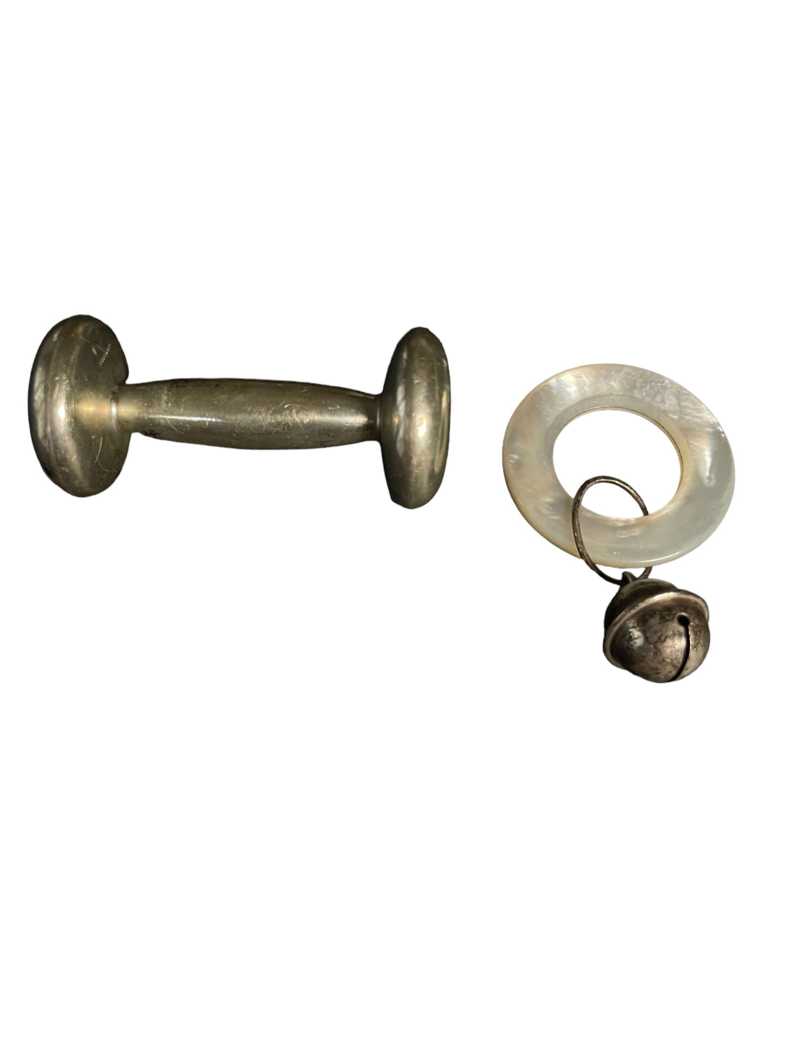 Tiffany & Co. Sterling Silver Baby Rattle and Mother of Pearl Teething Ring (1 of 6)