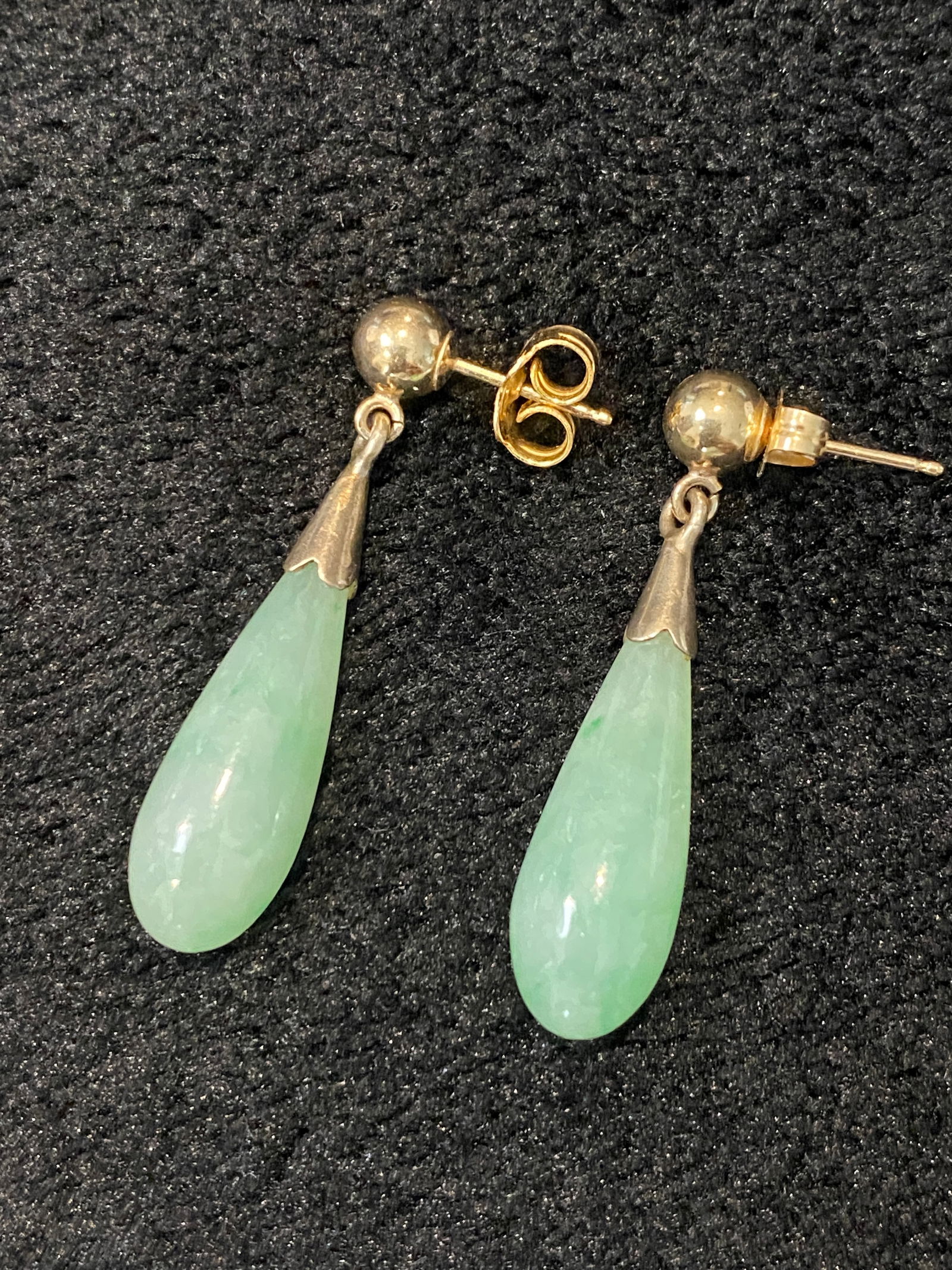 Pair of Apple Green Jade Earrings (1 of 2)