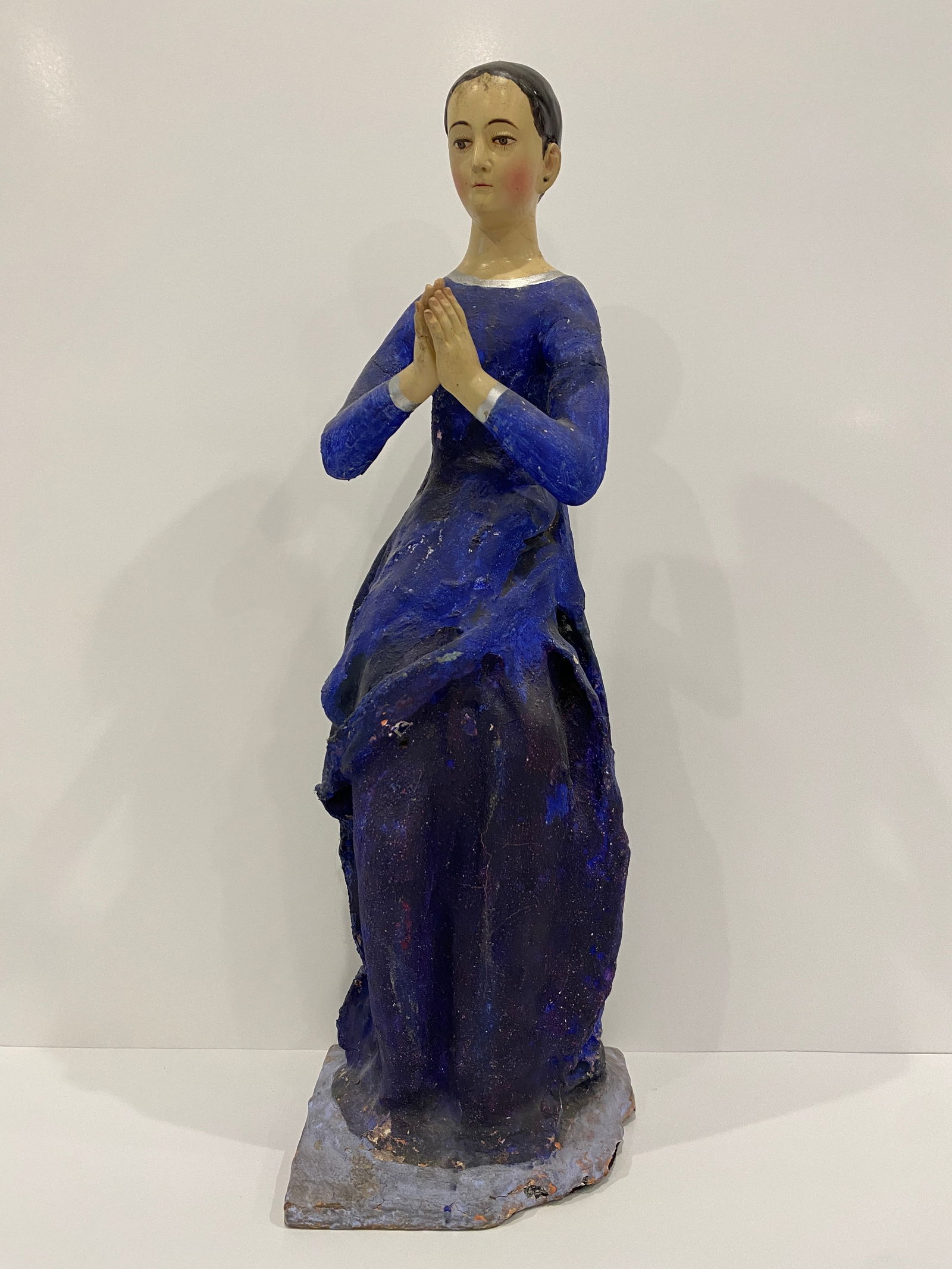 Praying Woman in Blue Dress Statue - Religious Folk Art (1 of 4)