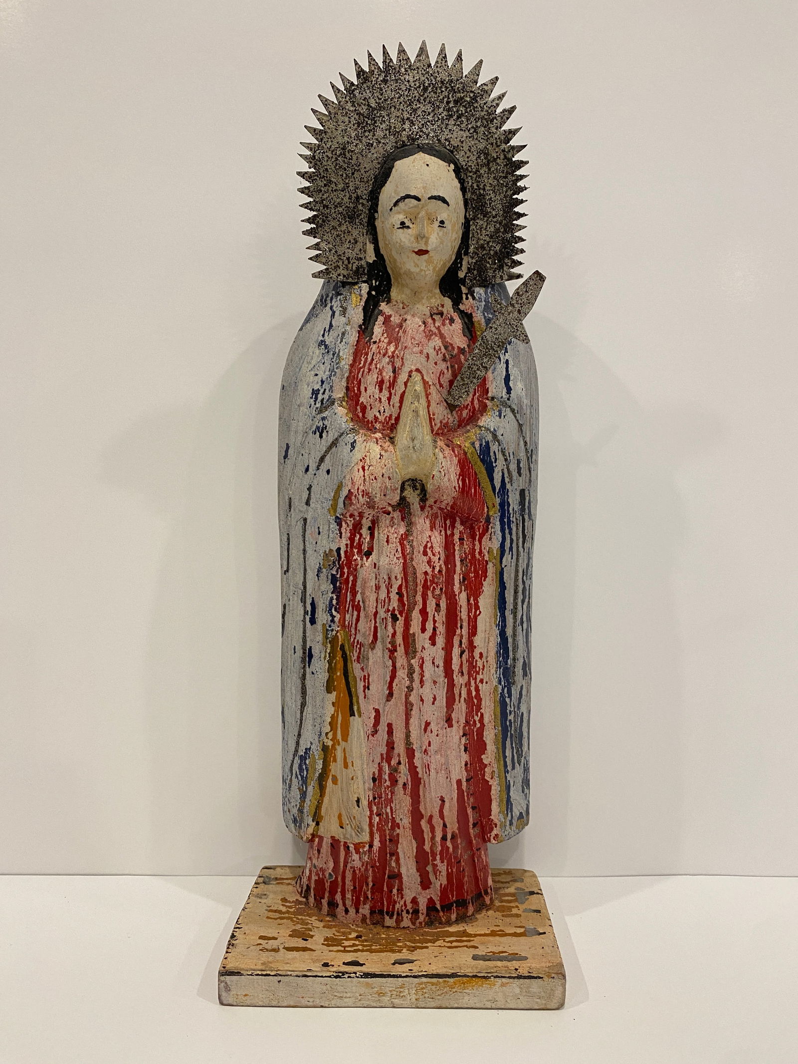 Saint Statue w/ a Knife in the Heart - Hand Painted Wood Carving (1 of 4)