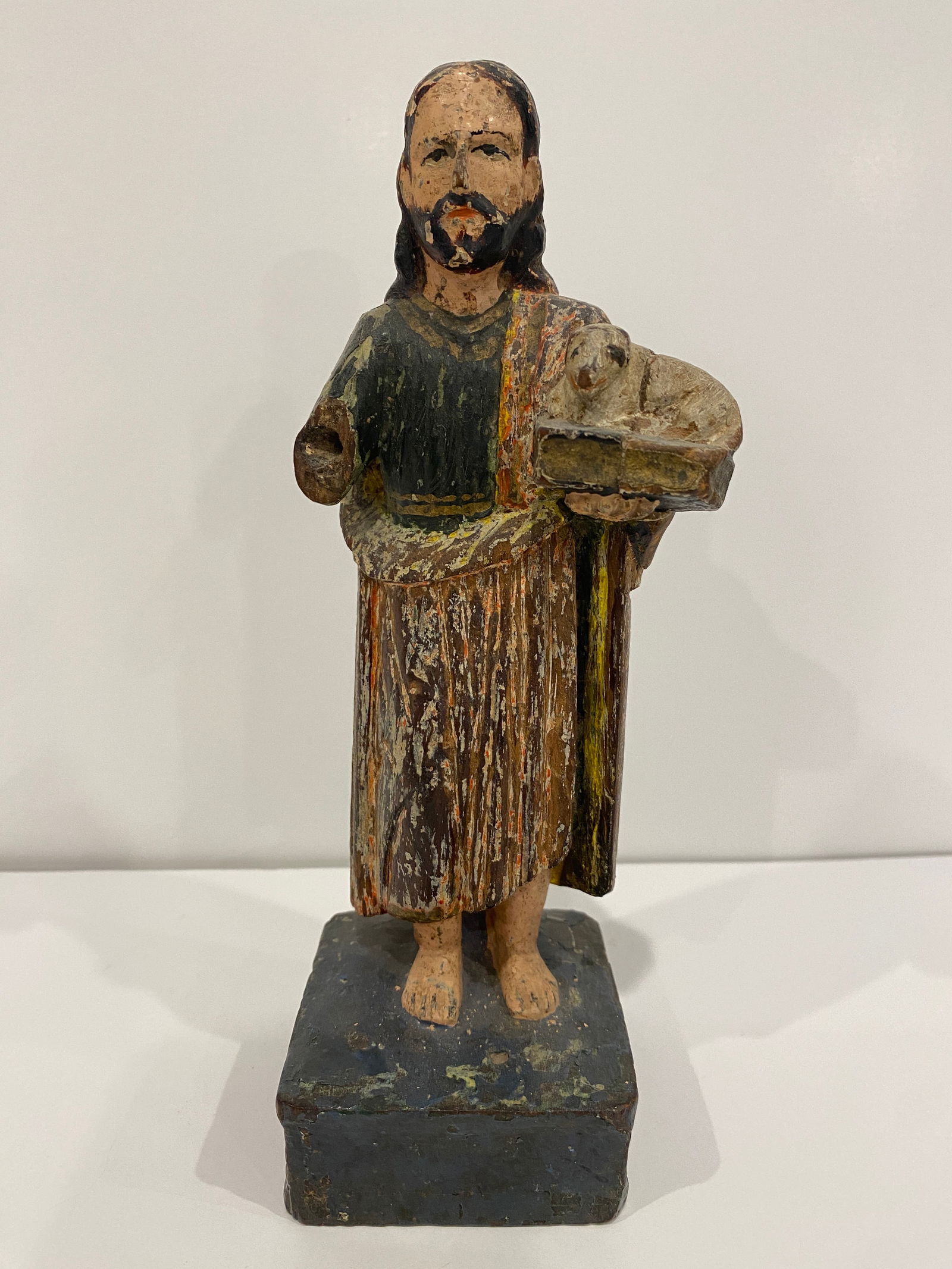Jesus Christ  Wooden Statue Carrying a Lamb & Book (1 of 4)