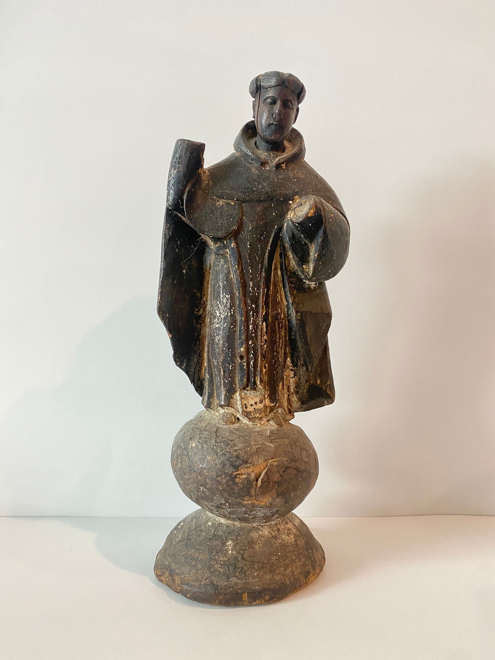 Carved Wood Santos on Round Base (1 of 3)