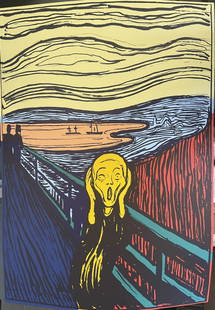 Andy Warhol The Scream -Orange on Museum Board 333/1500 numbered: The Scream - Orange Screenprint, Andy Warhol ( After)25 x 35 Edition 333/1500,Screenprint on museum board. No rough edges, very clean .With COA