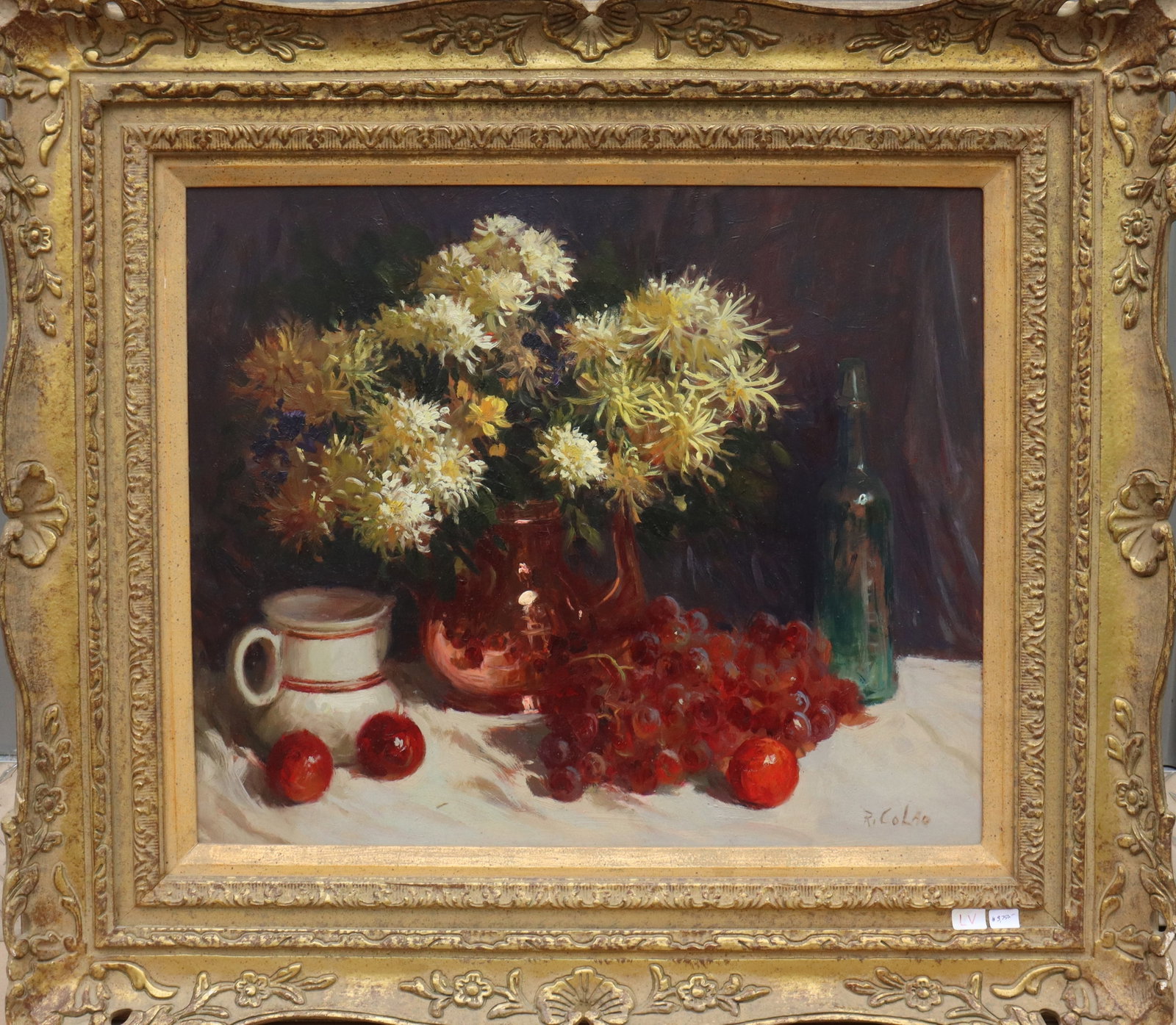 Rudolph Colao - Floral Painting - USA Oil on Canvas: Floral Painting by Rudolph Colao (American, 1927-2014) - USA Oil on Canvas, signed R. Colao on lower right. Texture and lighting, as well as depth, are key features in Rudolph Colao paintings. He's wo