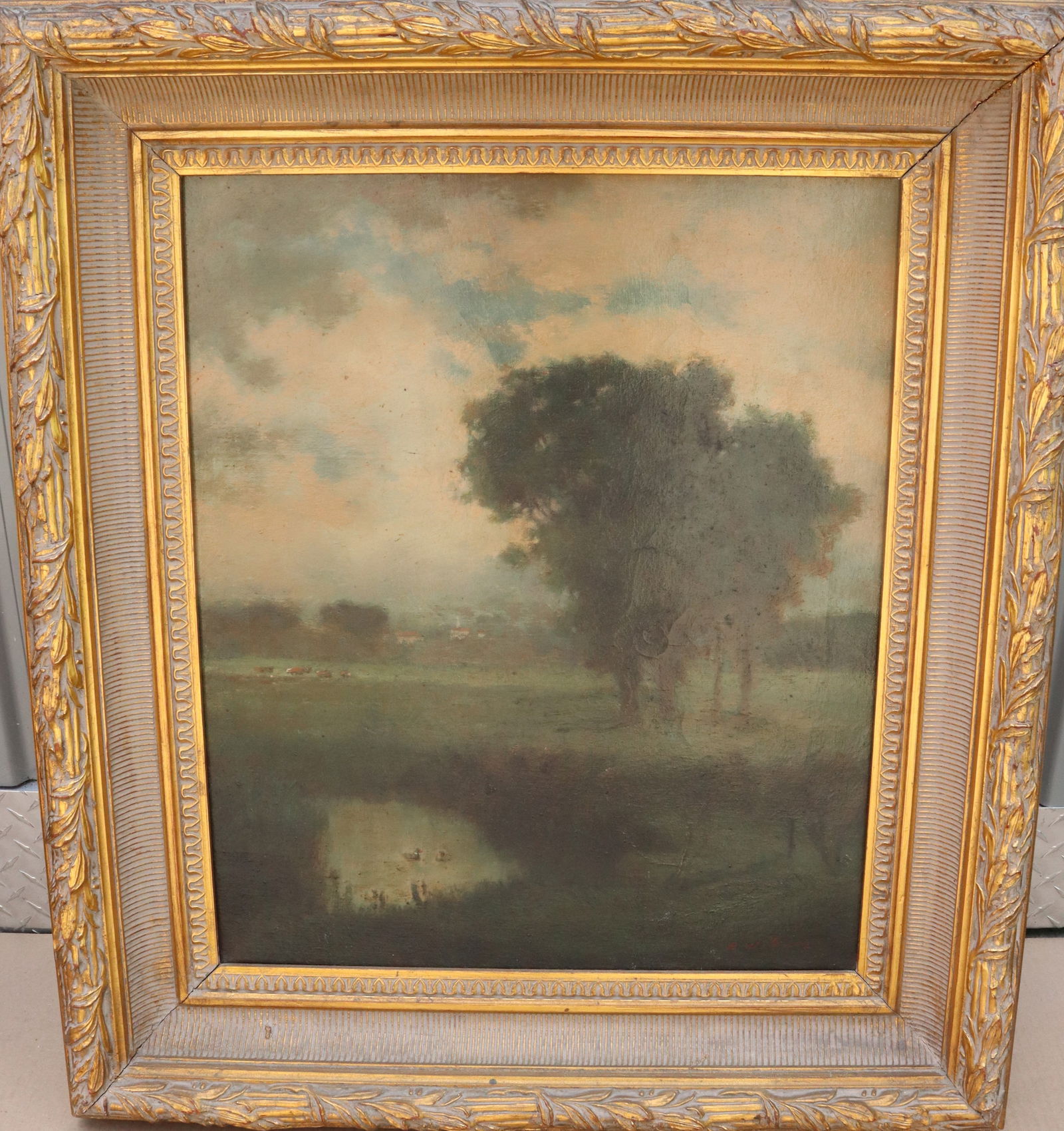 R. Williams - Victorian Dutch 1900's Tree Next to Pond - Oil on Canvas (1 of 3)