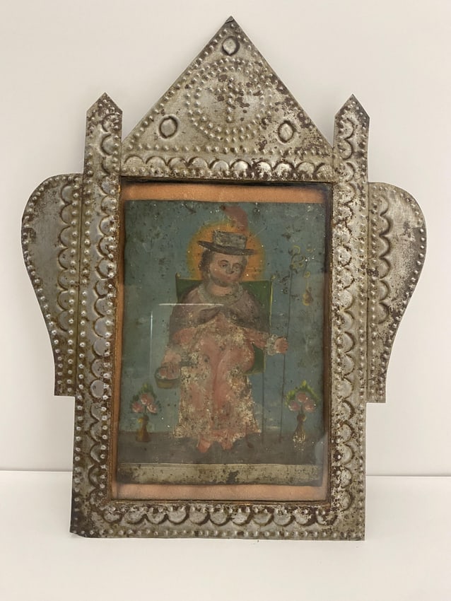 Retablo Religious Icon Saint Folk Art Painting on Tin (1 of 3)