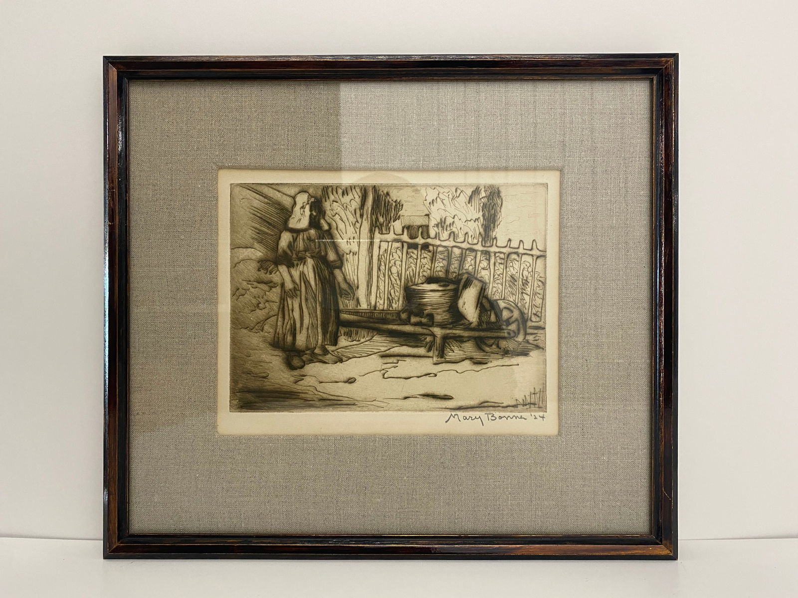 Mary Bonner Print Featuring a Woman w/ a Cart / Wheelbarrow 1924 (1 of 4)