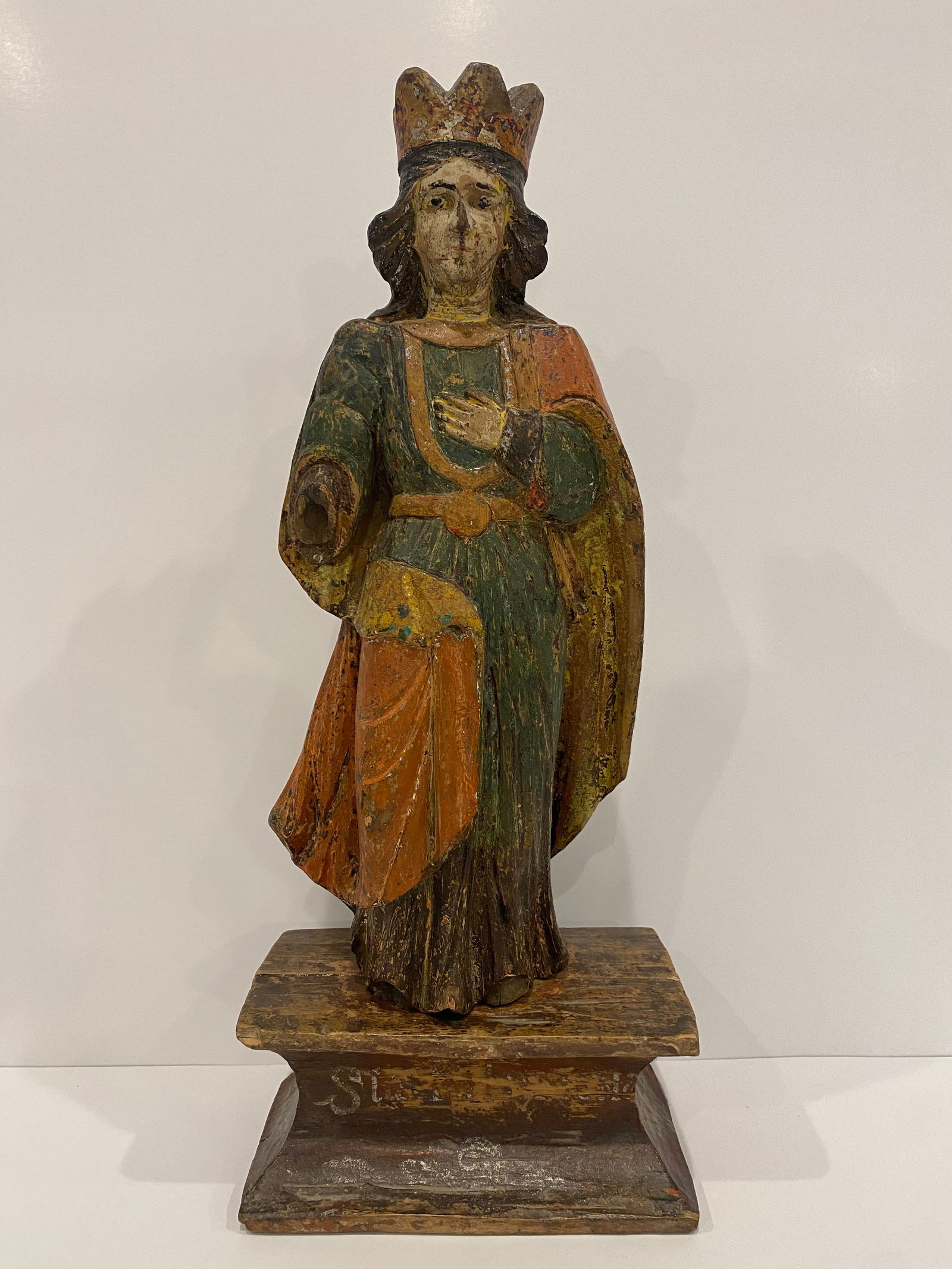 Saint Statue Hand Painted and Carved in Wood (1 of 4)