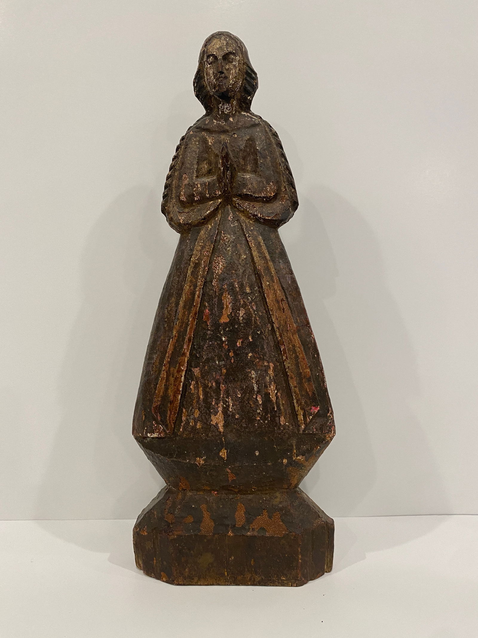 Carved Wood Saint / Santos Sculpture w/ Hands Clasped (1 of 4)