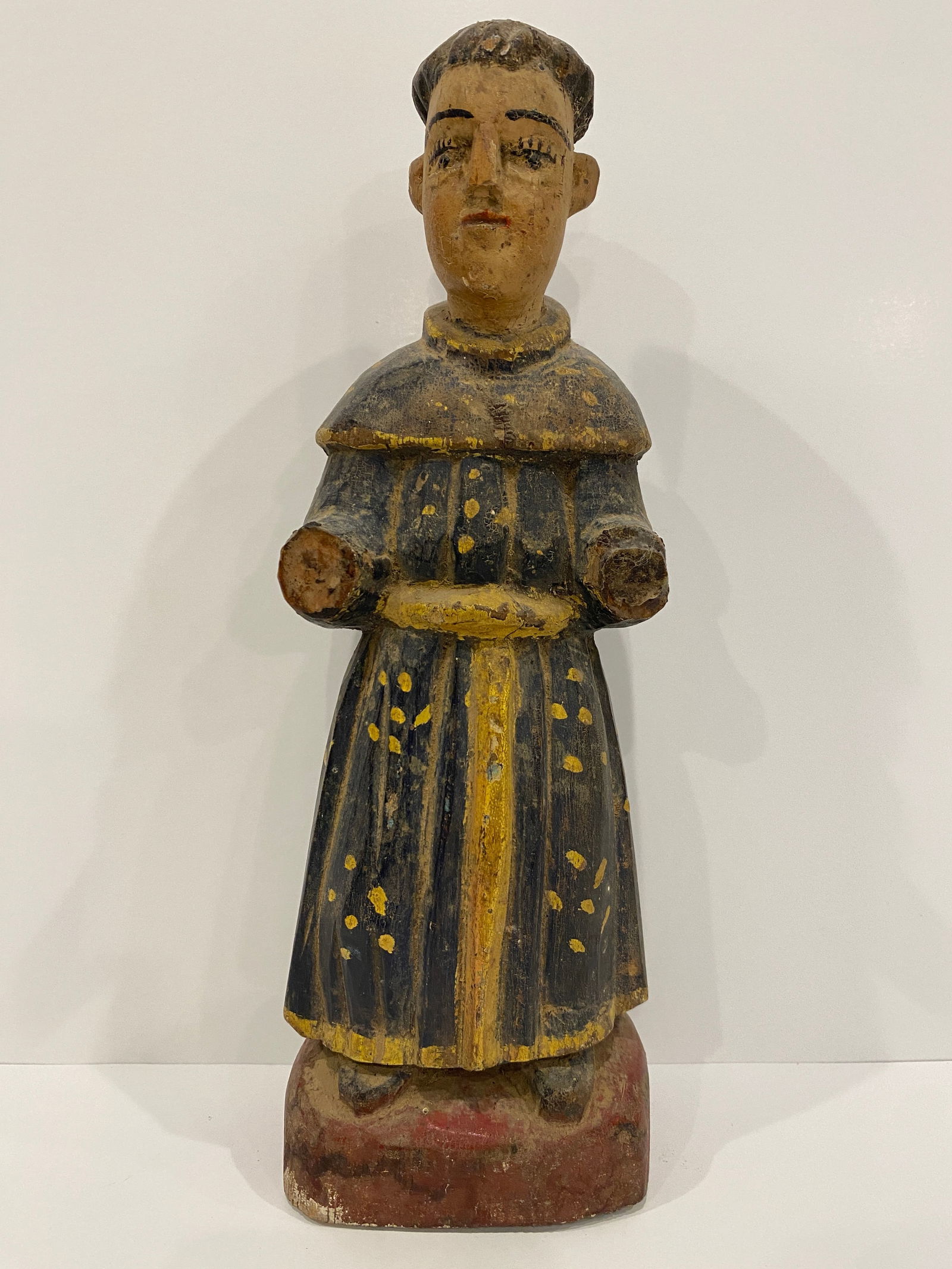 Saint / Santos Handpainted Wooden Statue - Blue and Gold (1 of 4)