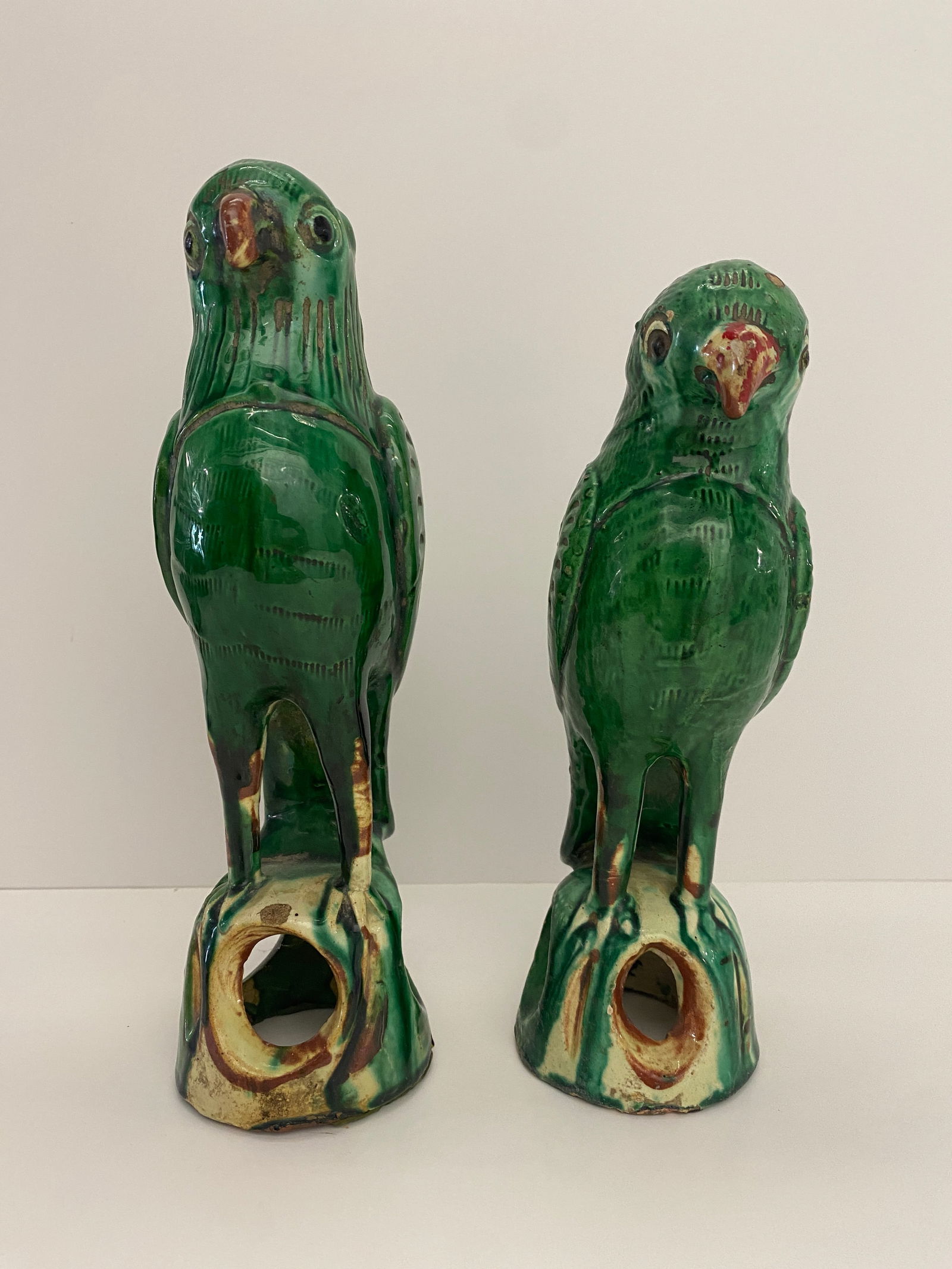Chinese Ceramic Parrot Figurines - Pair (1 of 4)