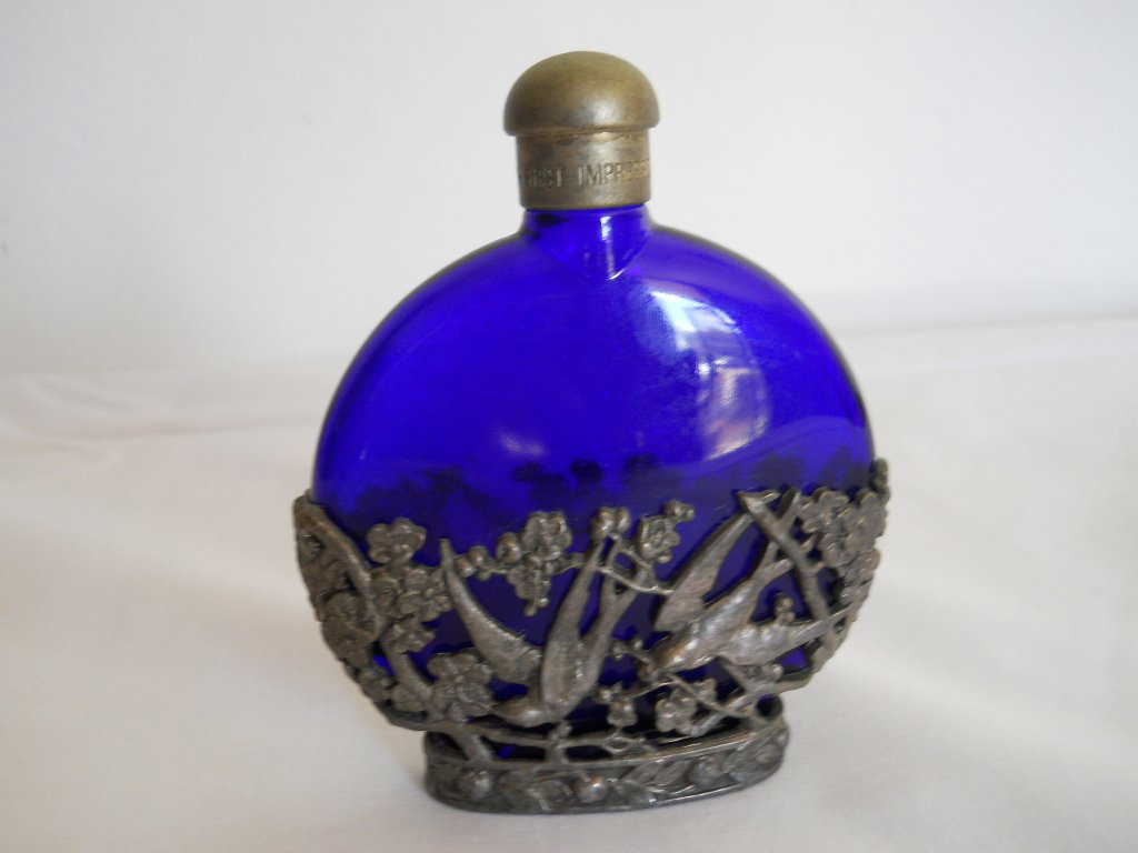 106: VINTAGE FIRST IMPRESSIONS BLUE PERFUME BOTTLE