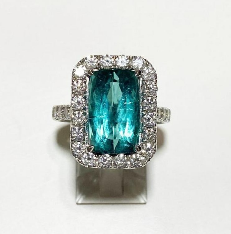 Tourmaline / 1.6ct Diamond tw 18k Gold Ring (1 of 5)