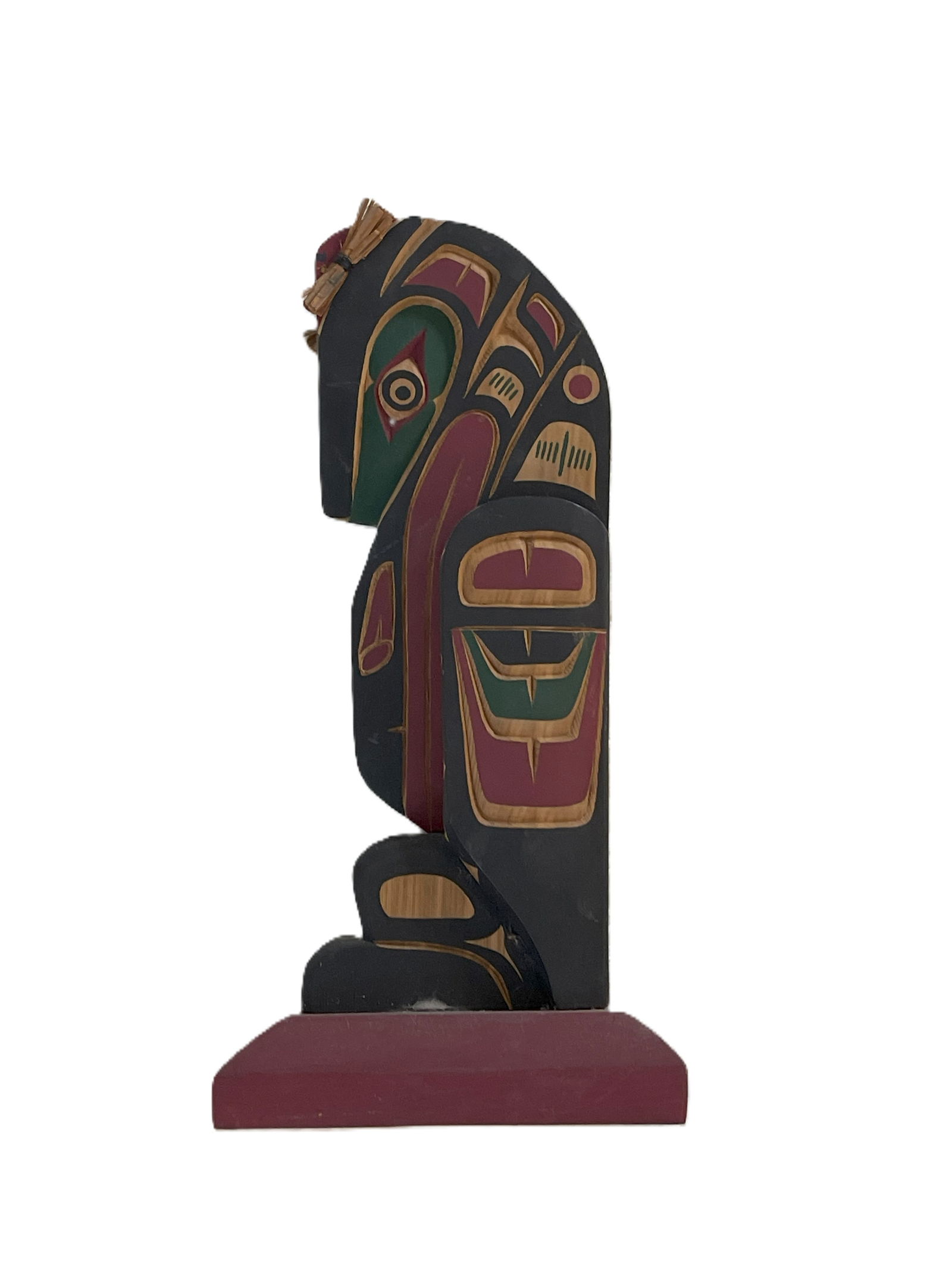 Raven Totem - Hand Painted Wood Statue - Quatsino Tribe - British Columbia: Raven Totem - Hand Painted Wood Statue - Quatsino Tribe - British Columbia "Wise Raven Messenger" - ravens and crows were viewed as intermediaries between the human world and spiritual realm and Nativ