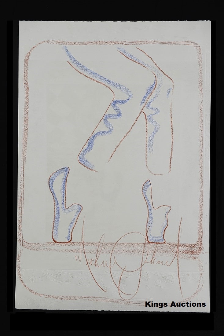 Double Sided - Artwork / Fine Art Signed by Michael Jackson - A. "Dance VII" [1993] & B. "The Book" (1 of 5)