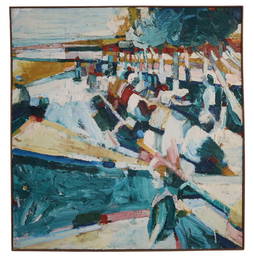 Roland Petersen - Luncheon -Oil and Rhoplex / Canvas Signed Lower Left