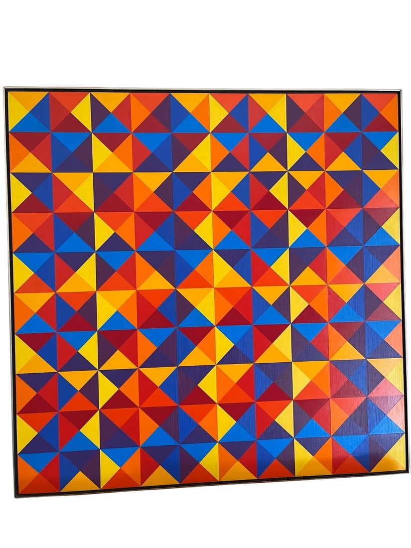 Karl Benjamin - Abstract Painting - Oil on Canvas #5 1970-Signed Dated on back: Karl Benjamin - Abstract Painting - Oil on Canvas-#5- Dimensions 58 x 58 1970. Karl Stanley Benjamin (December 29, 1925 July 26, 2012) was an American painter known for his vibrant geometric abstracti